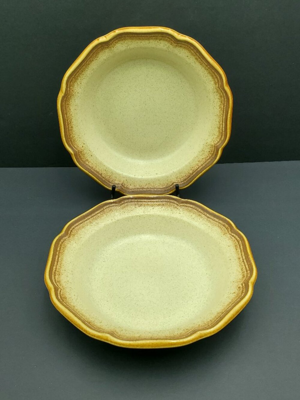 Mikasa Whole Wheat Rim Soup Bowls Speckled Tan Stoneware Soup Cereal Bowls